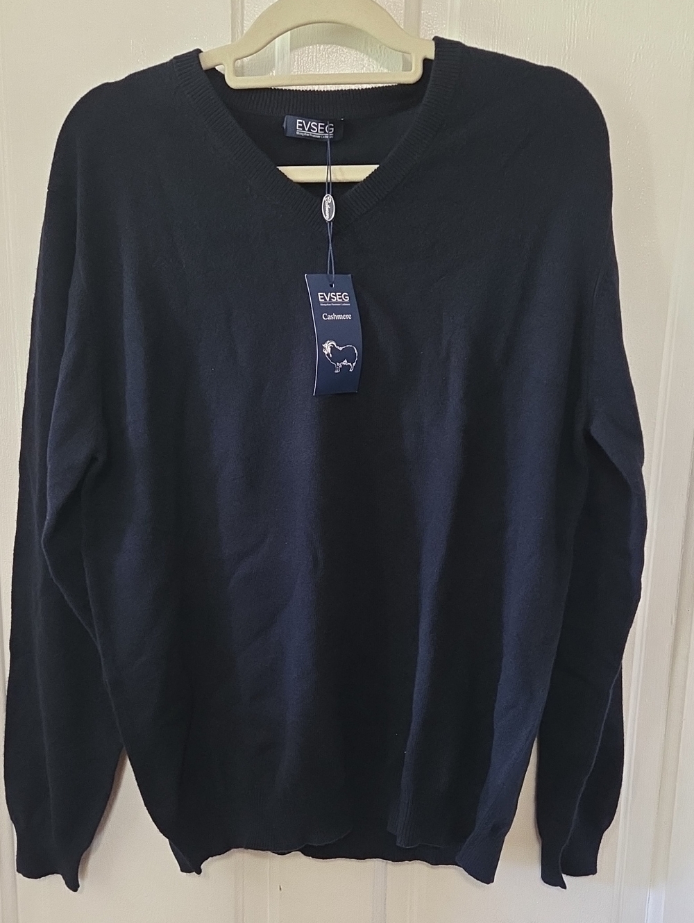 Men's V-Neck Cashmere Sweater in Navy
